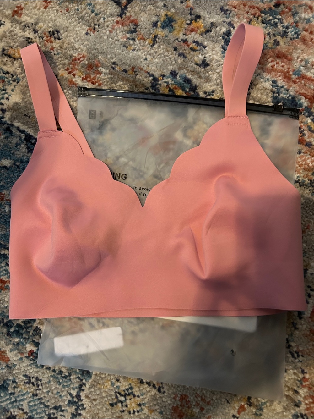 SHEIN Pink Scallop Wireless Bralette